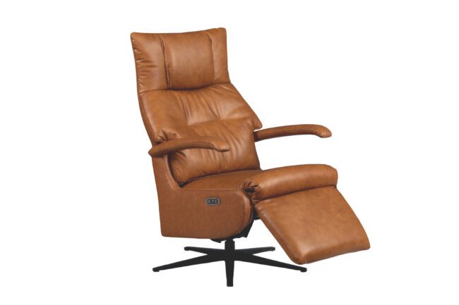 lavish_ Luca Electric Reclining Accent Chair - Tan with extended footrest, perfect for enhancing your home decor.