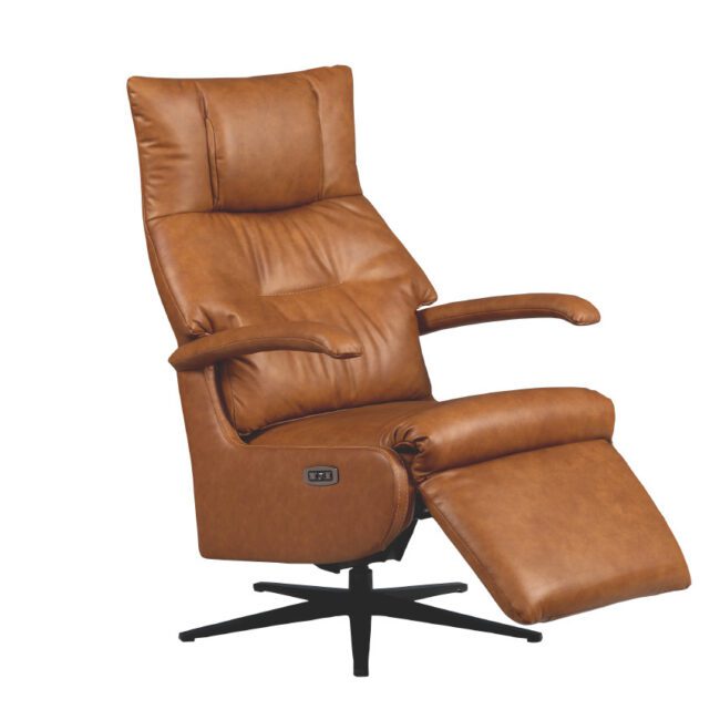 lavish_ Luca Electric Reclining Accent Chair - Tan with extended footrest, perfect for enhancing your home decor.