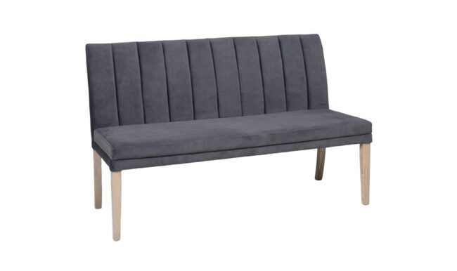 lavish_ A Valent Long Bench 1520 - Dark Grey with backrest and light wooden legs, perfect for Southport home decor.