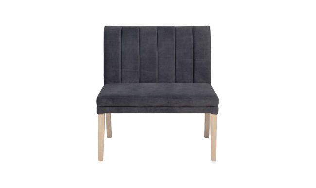 lavish_ Valent Short Bench - Dark Grey with wooden legs, perfect for Southport interior design.