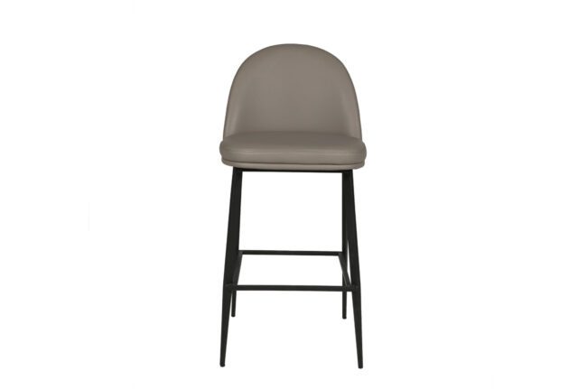 lavish_ Valent bar stool leather - Grey with black metal legs, perfect for interior design enthusiasts.