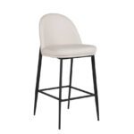 lavish_ Valent Bar Stool Leather - Taupe Cream, a perfect piece of furniture for home decor, with a white upholstered seat and black metal legs.