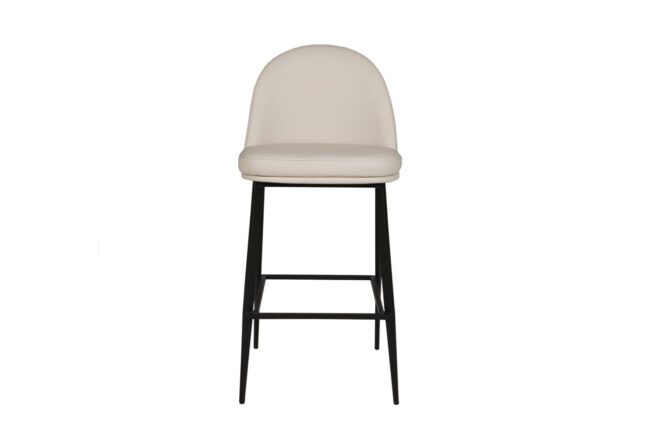 lavish_ Modern Valent bar stool leather - taupe cream with a white cushioned seat and black legs against a white background.