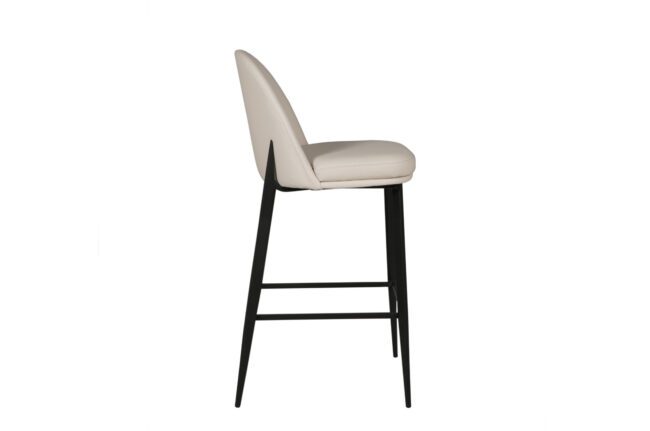 lavish_ A Valent Bar Stool Leather - Taupe Cream with a white upholstered seat and black legs.