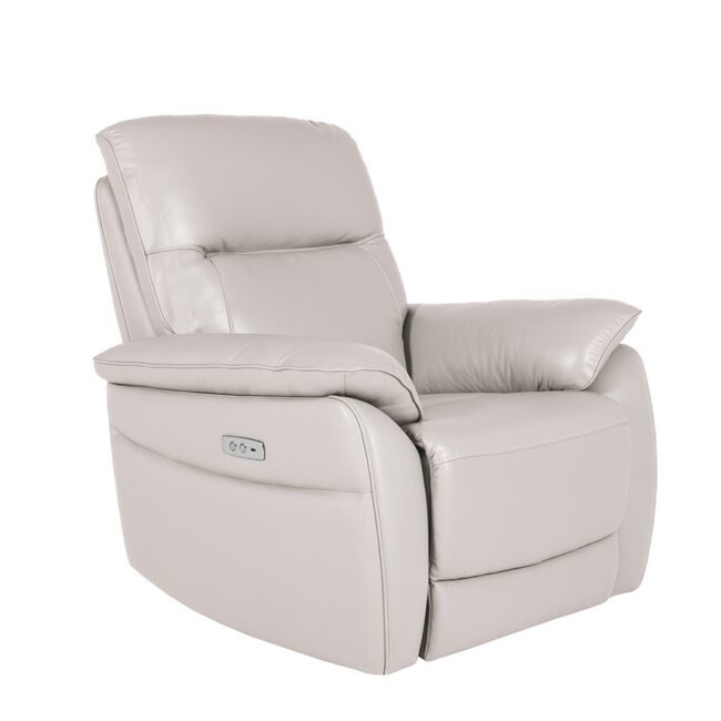 lavish_ Nerano 1 Seater Electric Recliner - Cashmere with built-in control buttons on the side, a perfect piece of furniture for any home decor.