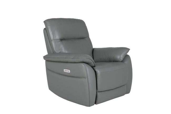 lavish_ Nerano 1 Seater Electric Recliner - Steel with built-in controls on a white background.