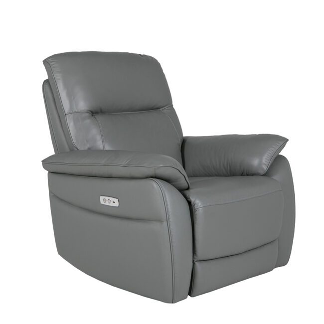 lavish_ Nerano 1 Seater Electric Recliner - Steel with built-in controls on a white background.