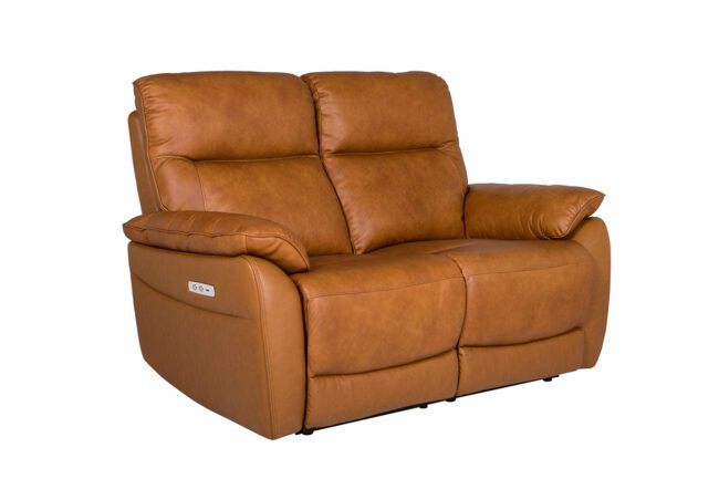 lavish_ Nerano 2 Seater Electric Recliner - Tan, a perfect piece for interior design, isolated on a white background.