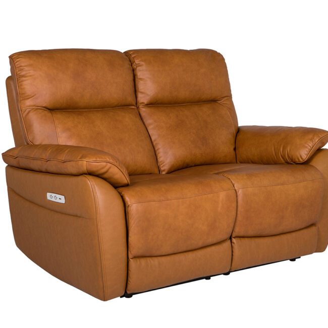 lavish_ Nerano 2 Seater Electric Recliner - Tan, a perfect piece for interior design, isolated on a white background.