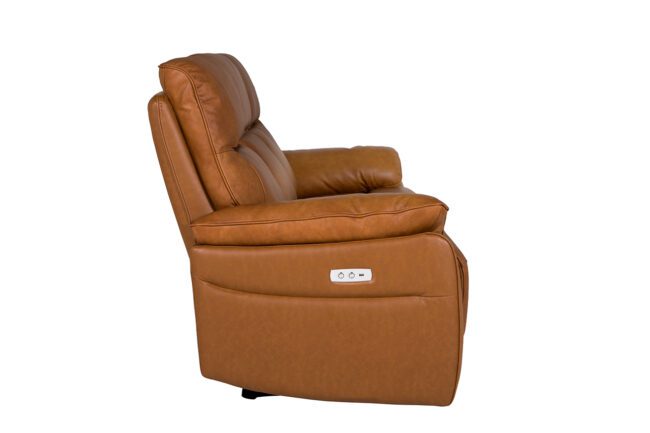 lavish_ Nerano 2 Seater Electric Recliner - Tan with electronic control buttons on the side, perfect for Southport interior design.