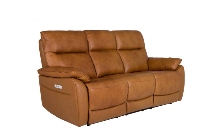 lavish_ Nerano 3 Seater Electric Recliner - Tan, perfect for Southport interior design, isolated on white background.