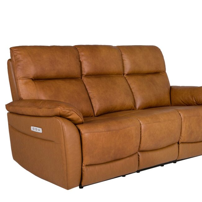 lavish_ Nerano 3 Seater Electric Recliner - Tan, perfect for Southport interior design, isolated on white background.