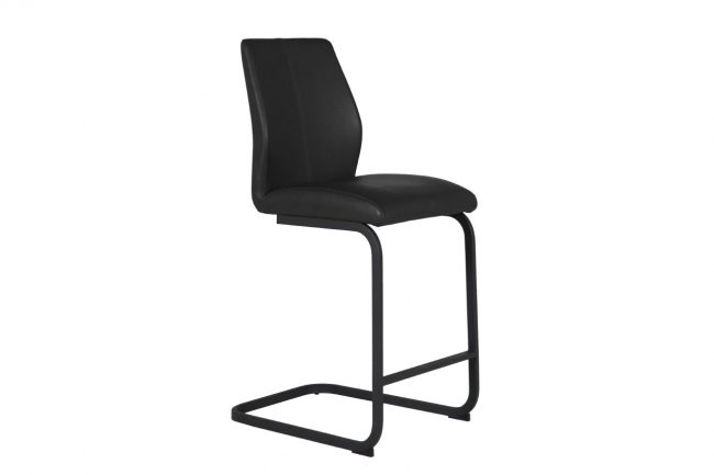 lavish_ Black Southport bar stool with tall backrest and metal frame.