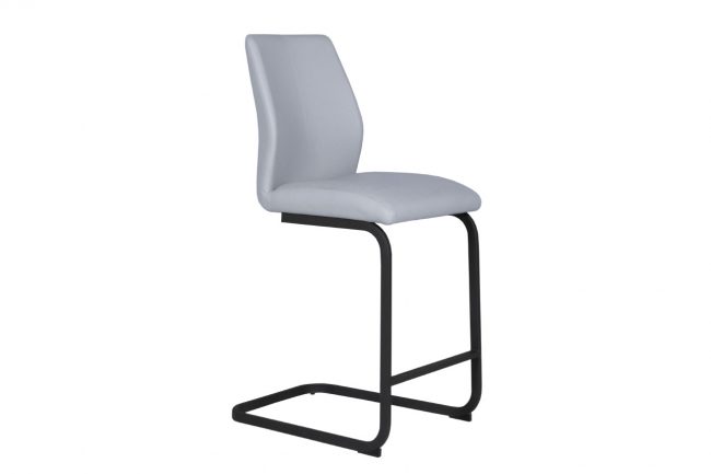 lavish_ Modern gray upholstered dining chair with black metal legs, perfect for home decor.