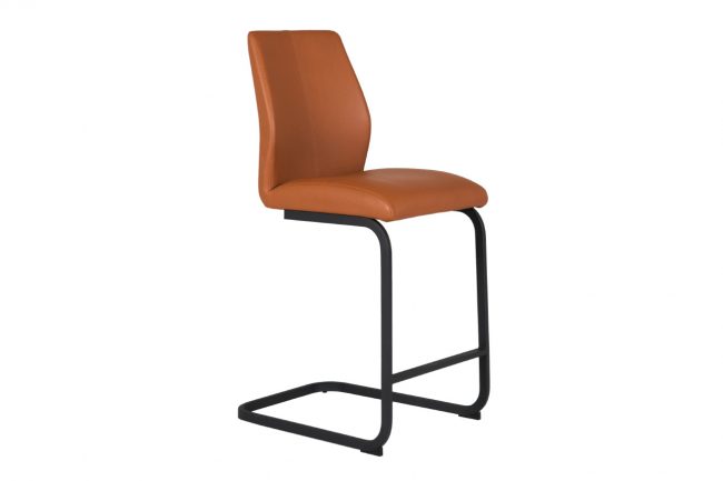 lavish_ Modern brown leather bar stool with a black metal frame, perfect for Southport interior design.