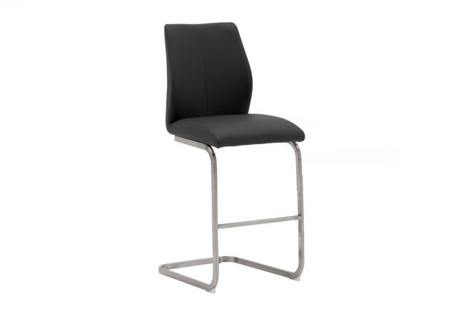 lavish_ Modern black bar stool with metal legs on a white background, perfect for Southport home decor.