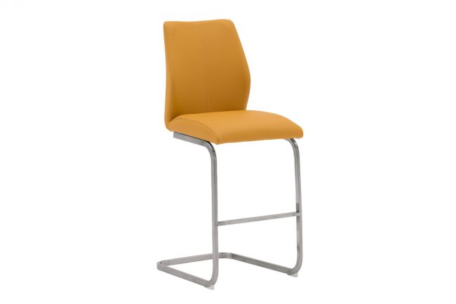 lavish_ Modern orange bar stool with a metal frame and high backrest, perfect for Southport home decor.