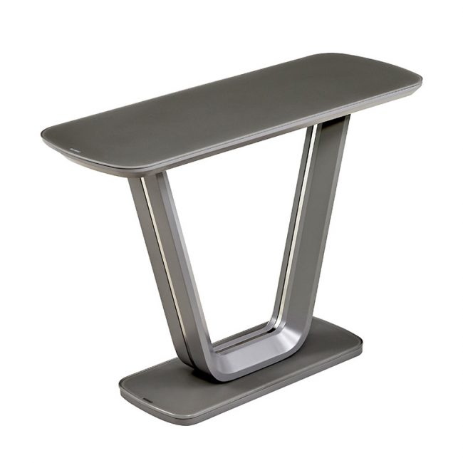 lavish_ Modern minimalist Lazzaro Console Table - Graphite Grey Matt with a unique v-shaped leg design, perfect for Southport interior design.