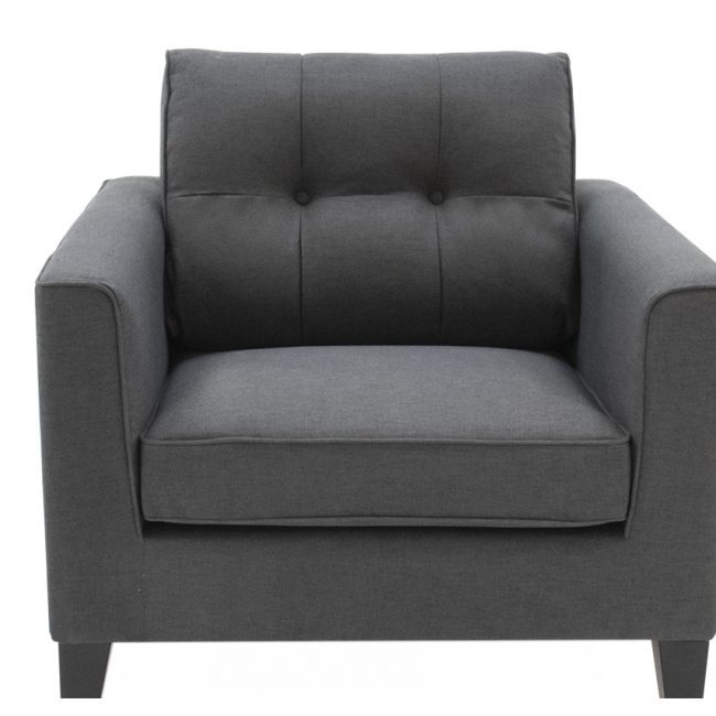 lavish_ Astrid 1 Seater Sofa Charcoal isolated on white background, perfect for interior design.
