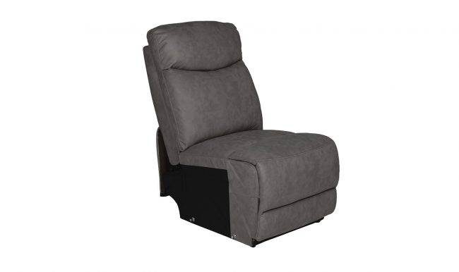 lavish_ A standalone grey upholstered reclining chair, perfect for interior design enthusiasts, on a white background.