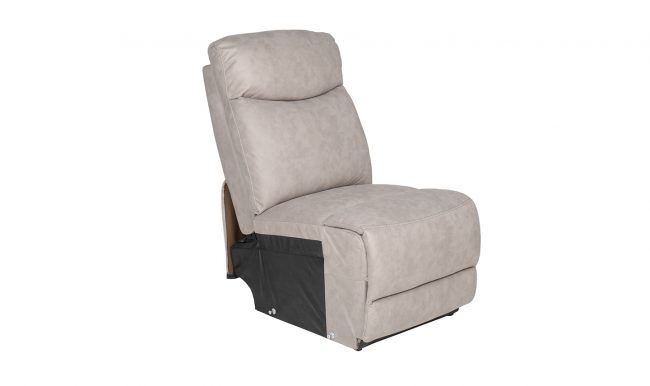 lavish_ Beige upholstered recliner chair, a perfect piece of home decor furniture, isolated on a white background.