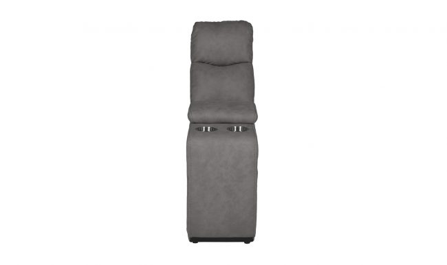 lavish_ Gray fabric recliner chair with built-in cup holders for home decor, top view.