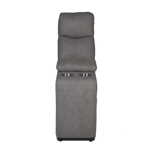lavish_ Gray fabric recliner chair with built-in cup holders for home decor, top view.