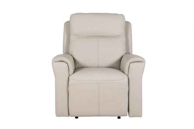 lavish_ Beige upholstered recliner chair, perfect for Southport home decor, against a white background.