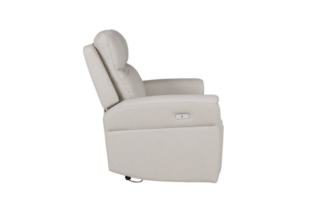lavish_ Beige power recliner chair in upright position against a white background, perfect for Southport home decor.