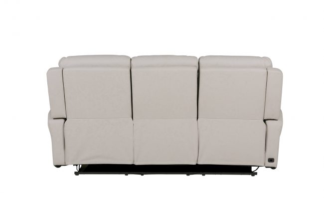 lavish_ Three-seater recliner sofa in a neutral color with raised headrests, ideal for home decor, against a white background.