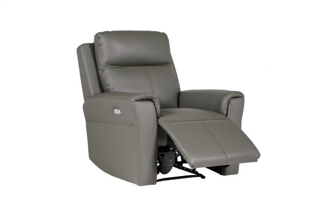 lavish_ Gray recliner chair with extended footrest and side control button, perfect for enhancing your home decor.