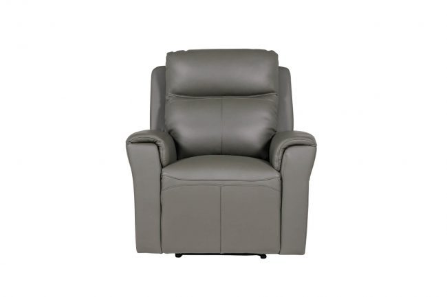 lavish_ Gray leather reclining armchair, perfect for home decor, on a white background.