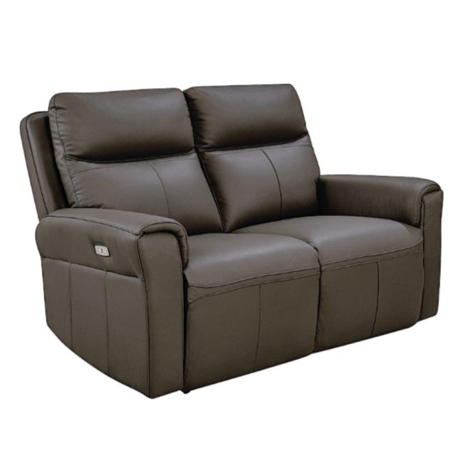 lavish_ Black leather loveseat recliner with a contemporary Southport interior design.