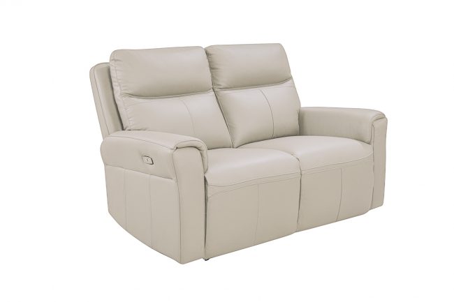 lavish_ Beige leather loveseat with built-in recliners, perfect for refined Southport interior design.