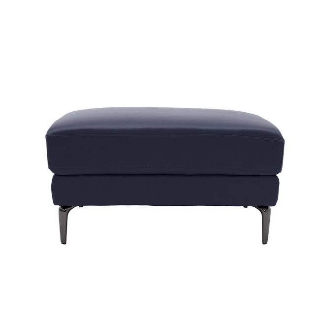 lavish_ A modern blue ottoman perfect for home decor, on a white background.