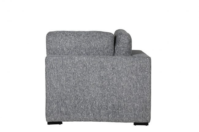 lavish_ Gray fabric armchair isolated on white background.