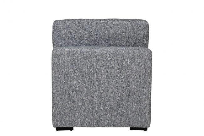 lavish_ Gray fabric upholstered armchair against a white background.