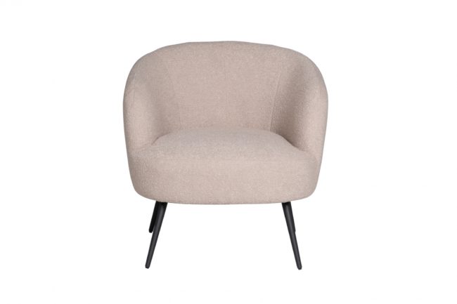 lavish_ Shelbie Accent Chair - Cream with black metal legs on a white background.