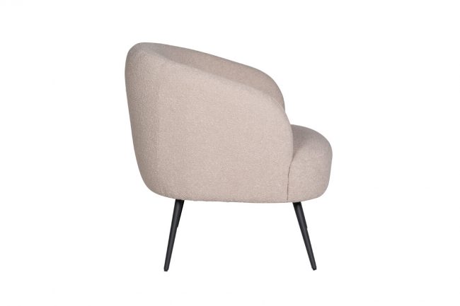 lavish_ Shelbie Accent Chair - Cream with black metal legs against a white background.