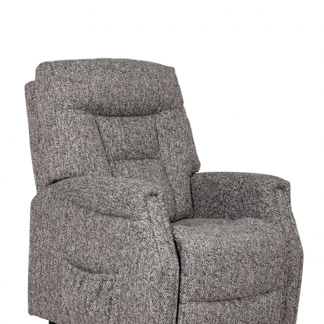 lavish_ A Prescot Electric Lift & Rise Chair Dark Grey with padded armrests and a high backrest.